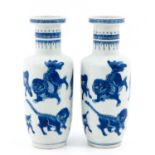 A Pair of Blue and White Vases