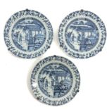 A Series of 3 Blue and White Plates