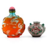 A Peking Glass Snuff Bottle and Small Vase