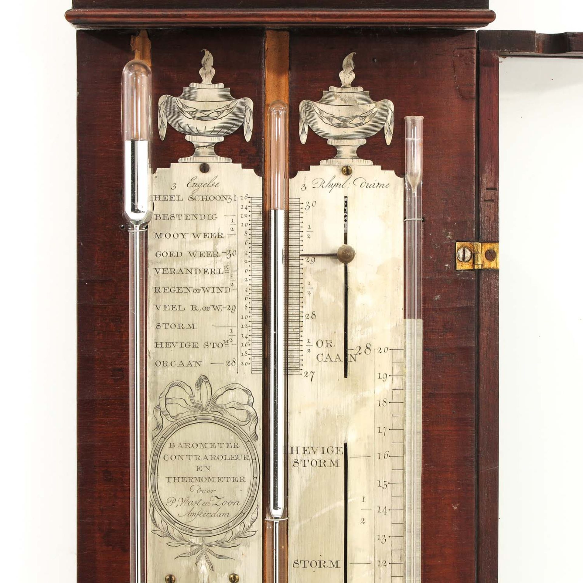 An 18th Century Barometer Signed P. Wast en Zoom - Bild 4 aus 8