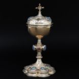 A French Silver Ciborium with Enamel Plaques