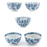 A Series of 5 Blue and White Bowls