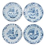 A Series of 4 Blue and White Plates