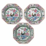A Series of 3 Famille Rose Plates