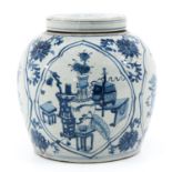 A Blue and White Jar with Cover