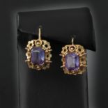 A Pair of 18KG Amethyst Earrings