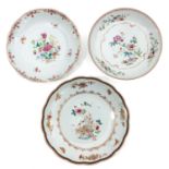 A Lot of 3 Famille Rose Plates