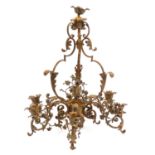 A Bronzed Cast Iron Chandelier