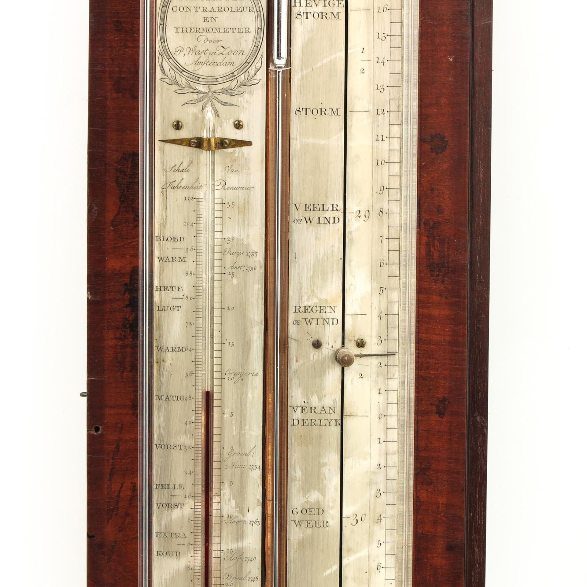 An 18th Century Barometer Signed P. Wast en Zoom - Bild 5 aus 8