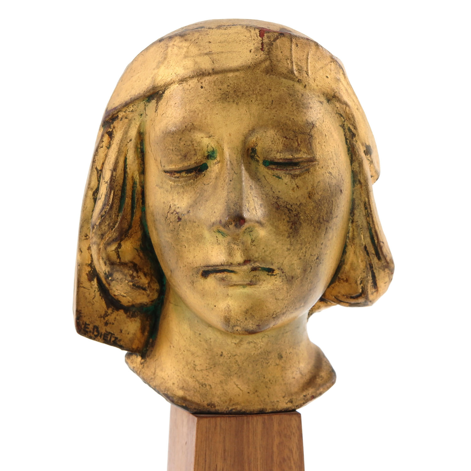 A Pair of Wood Busts on Marble Base - Image 6 of 9