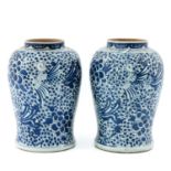 A Pair of Large Blue and White Jars