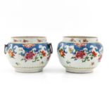 A Pair of Famille Rose Cachet Pots