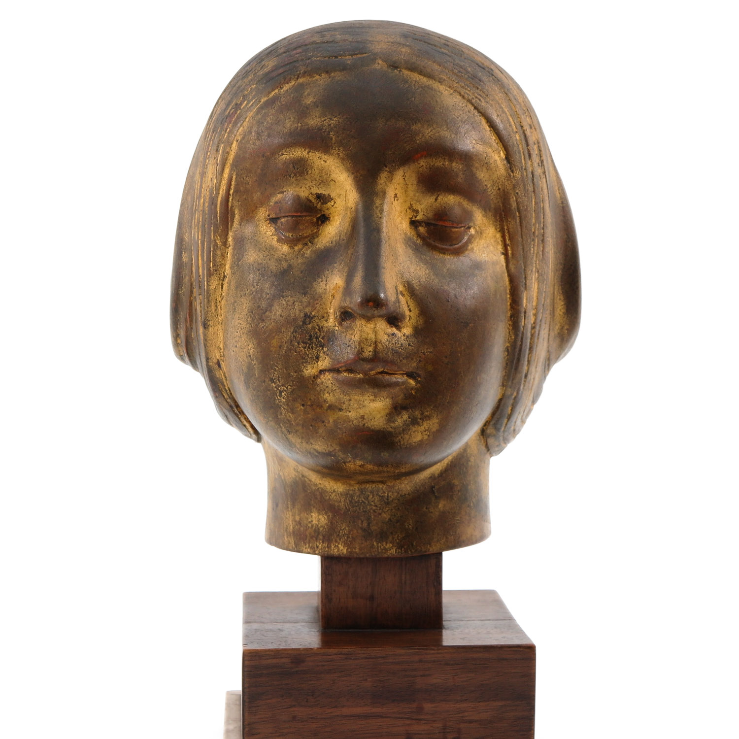 A Pair of Wood Busts on Marble Base - Image 8 of 9