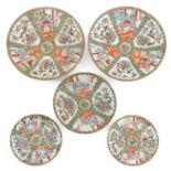 A Collection of 5 Cantonese Plates