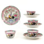 A Series of 4 Famille Rose Cups and Saucers