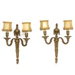 A Pair of Louis XVI Gilt Bronze Wall Sconces