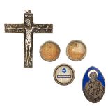 A Cross Pendant, Plaque and 3 Thecas