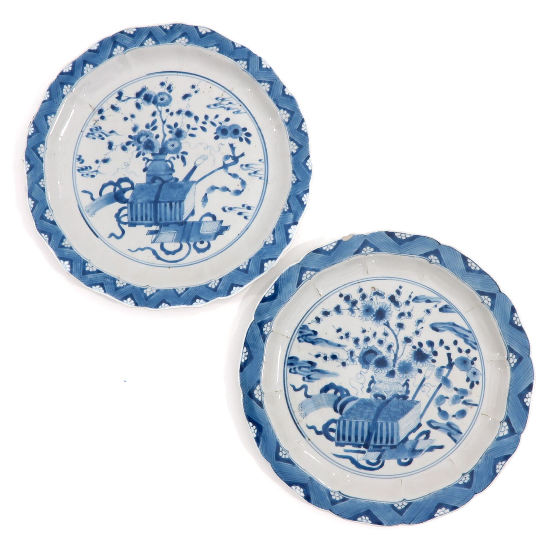 A Pair of Blue and White Plates