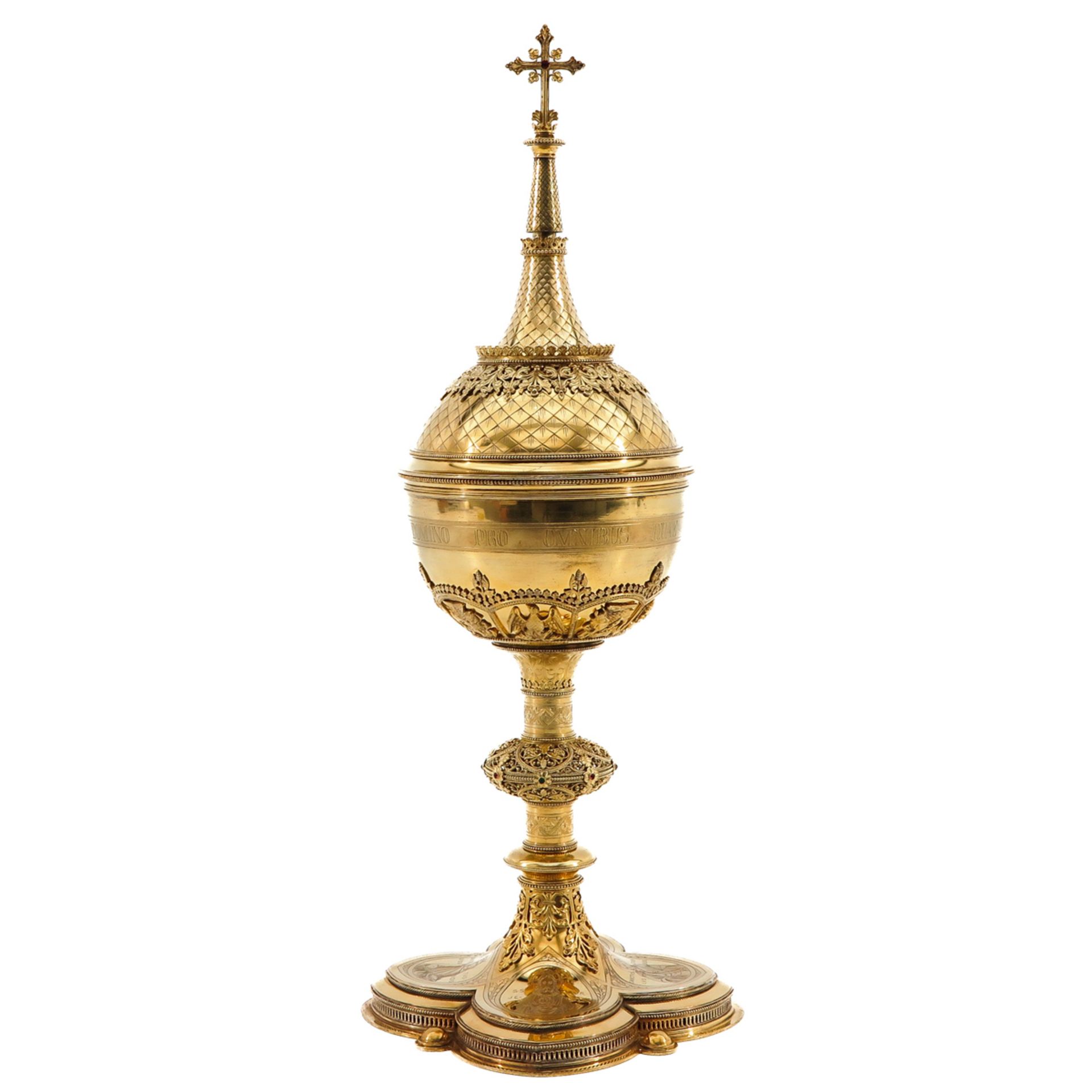 A Fine Gold Plated Silver Ciborium - Bild 3 aus 10