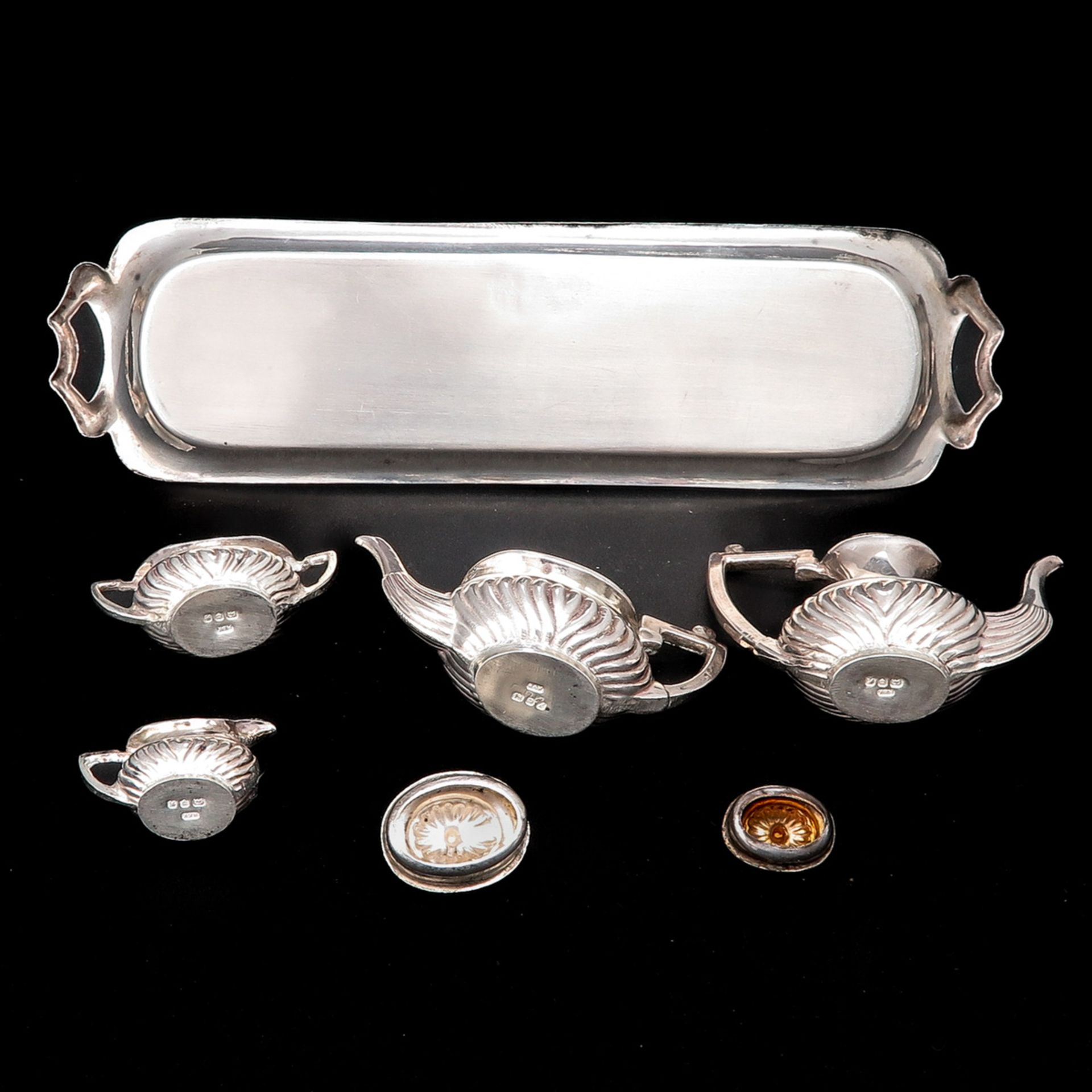 A Miniature English Silver Coffee and Tea Service - Image 6 of 8