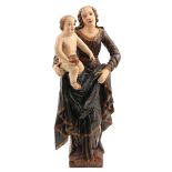 An 18th Century Carved Wood Sculpture of Maria and Child