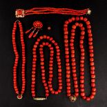 A Collection of Red Coral Jewelry