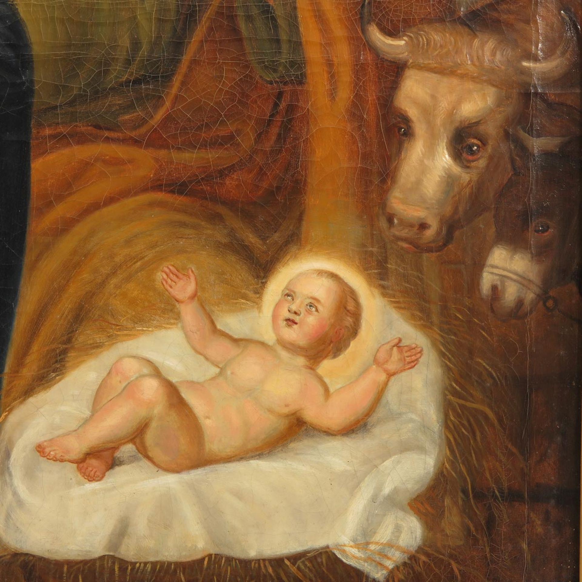 An Oil on Canvas Depicting Maria, Joseph and Child - Bild 5 aus 5