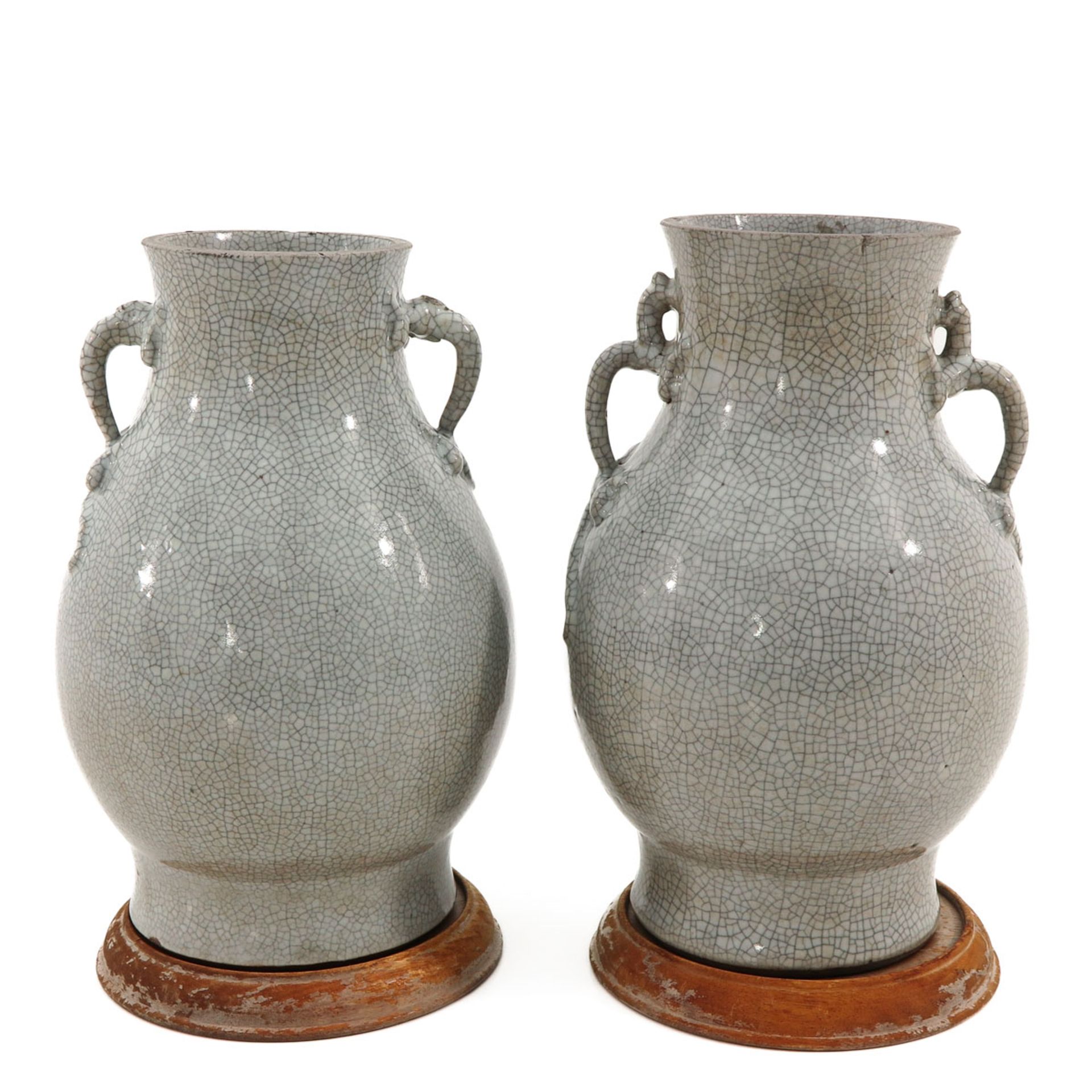 A Pair of Crackleware Vases