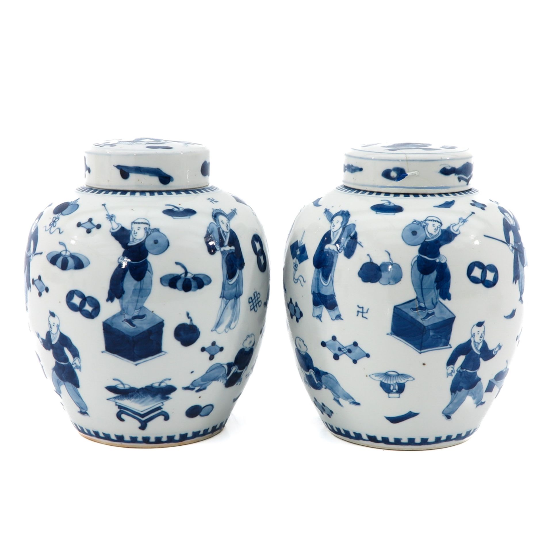 A Pair of Blue and White Ginger Jars
