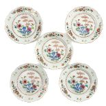 A Series of 5 Famille Rose Plates