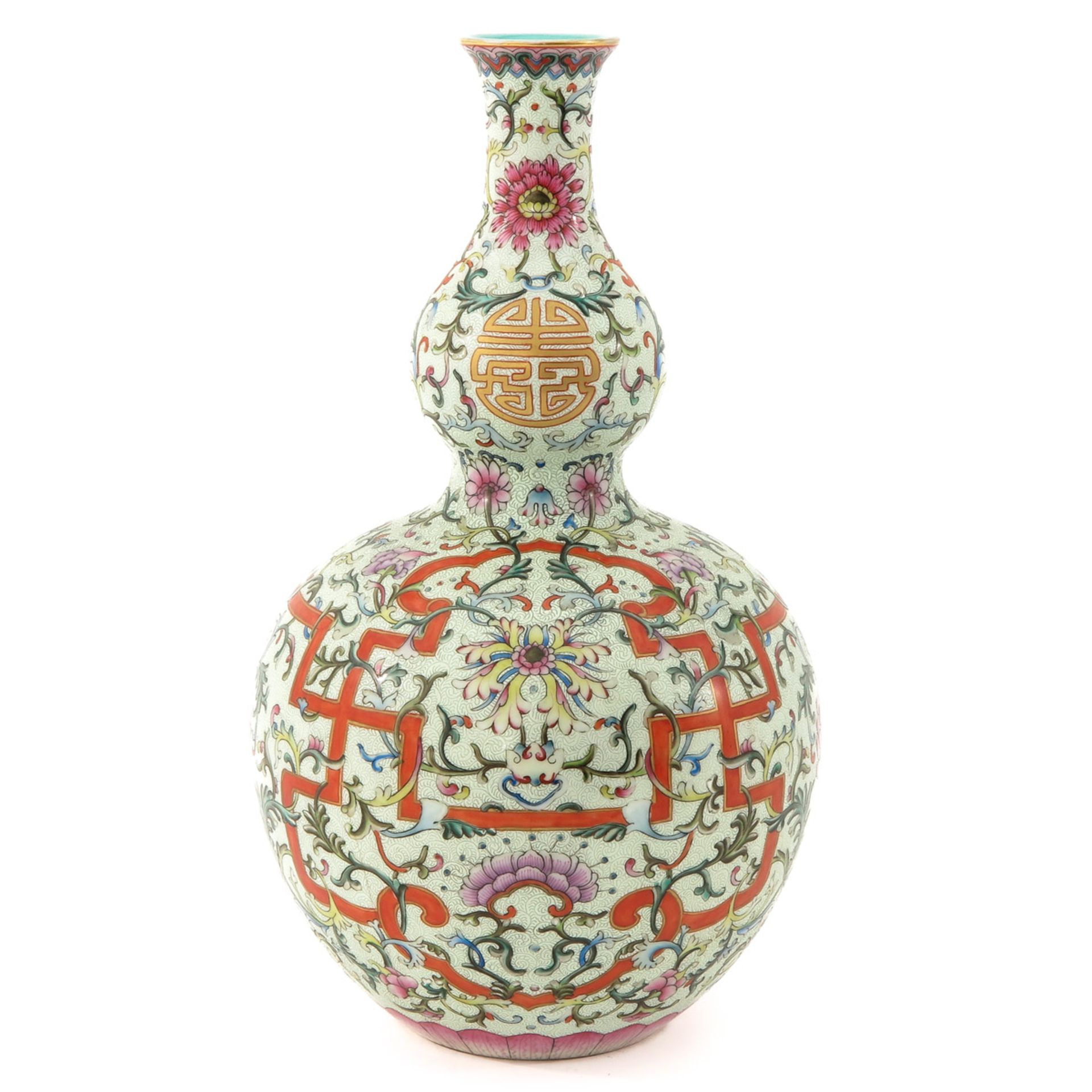 A Famille Rose Double Gourd Vase