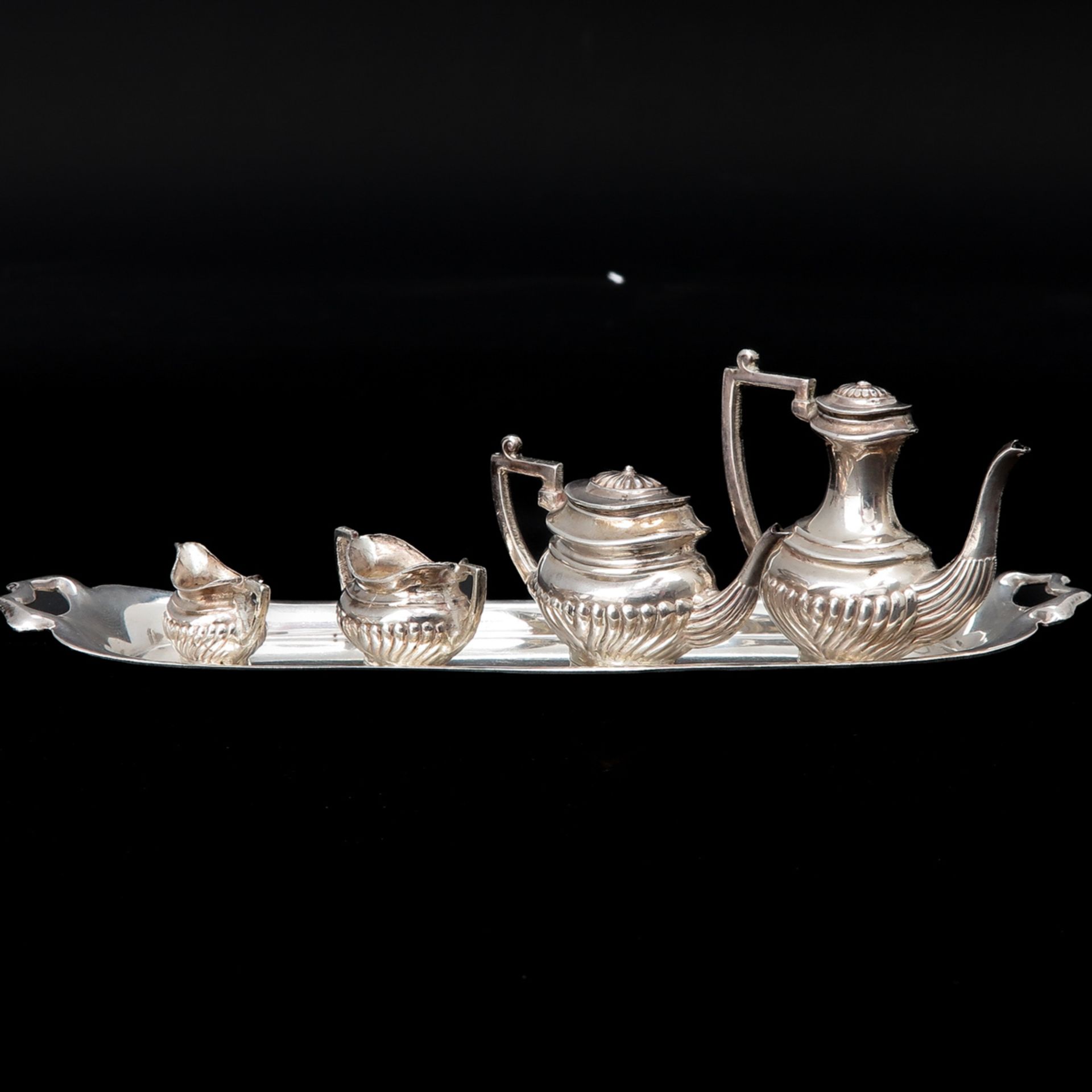 A Miniature English Silver Coffee and Tea Service - Image 3 of 8