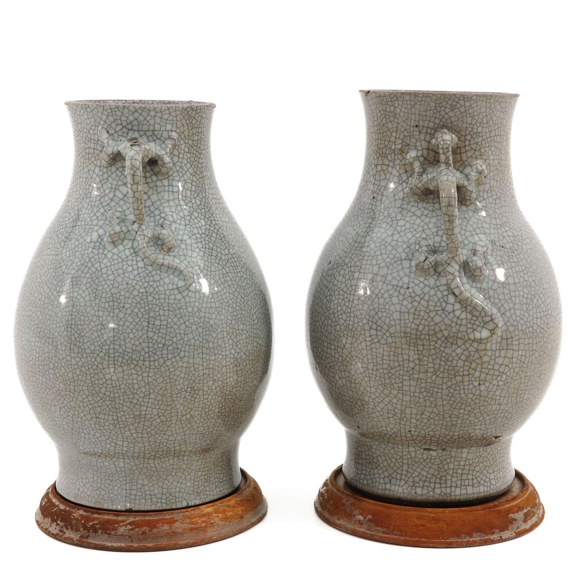 A Pair of Crackleware Vases - Image 2 of 9