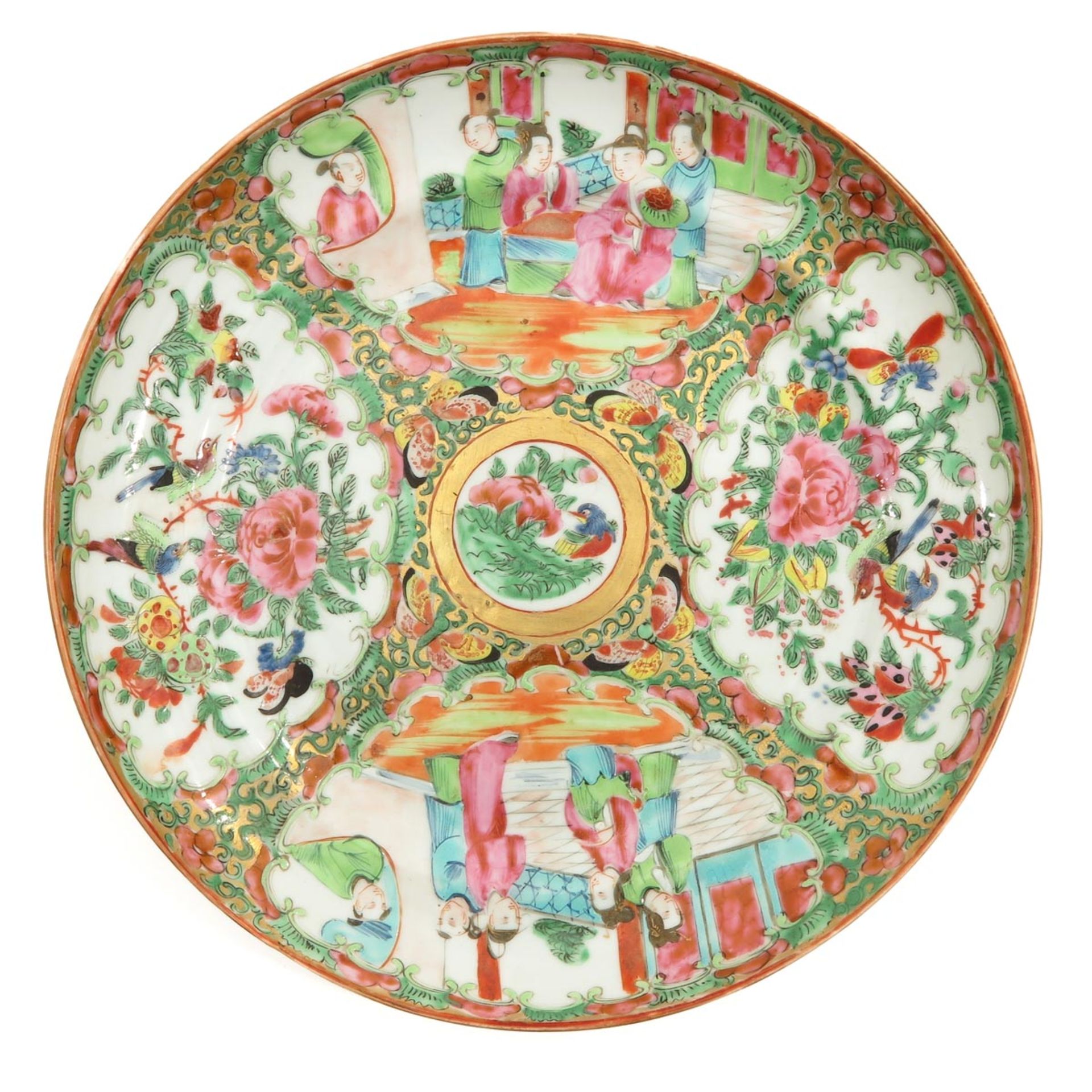 A Cantonese Plate and Pair of Vases - Bild 7 aus 10