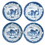 A Series of 4 Blue and White Plates