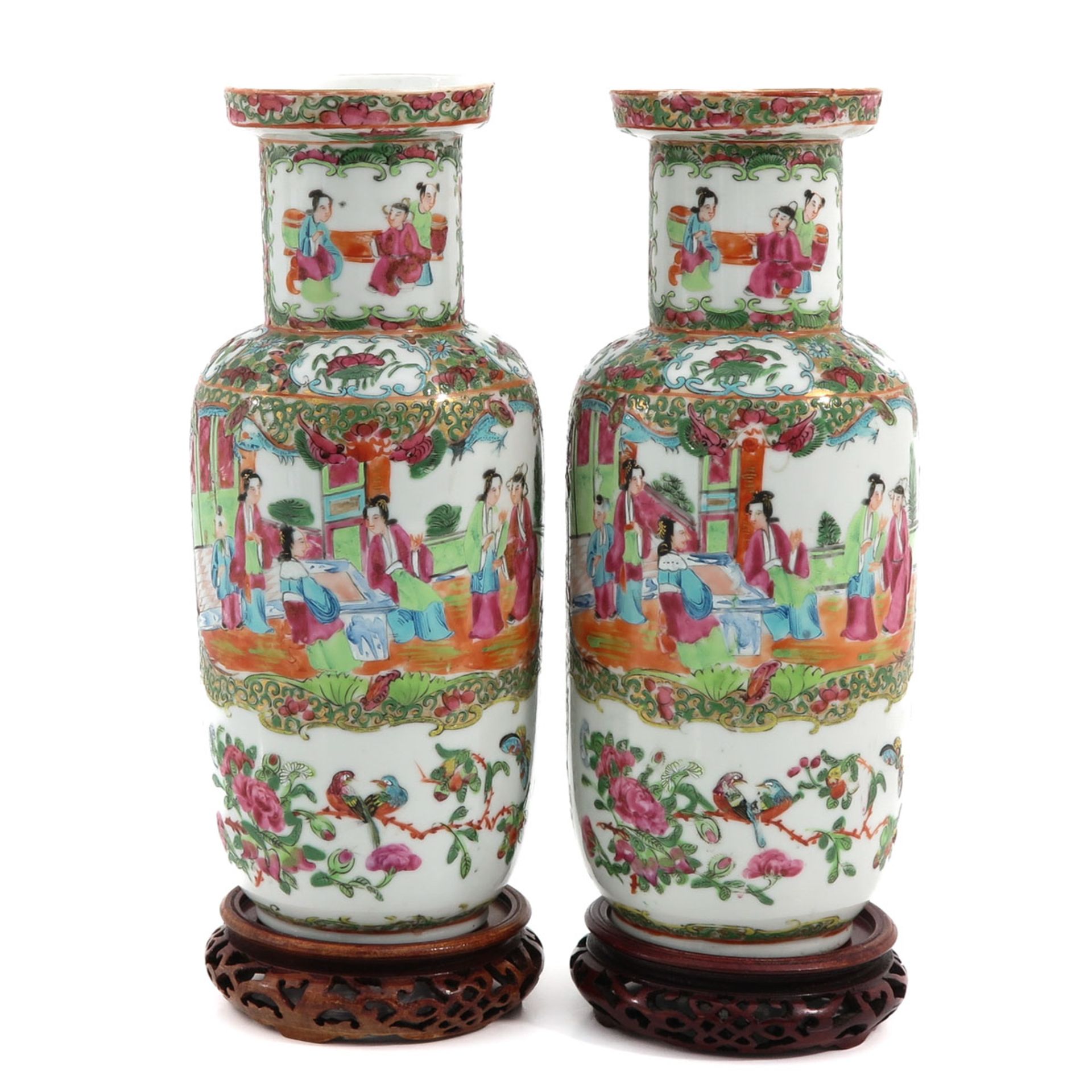 A Pair of Cantonese Vases