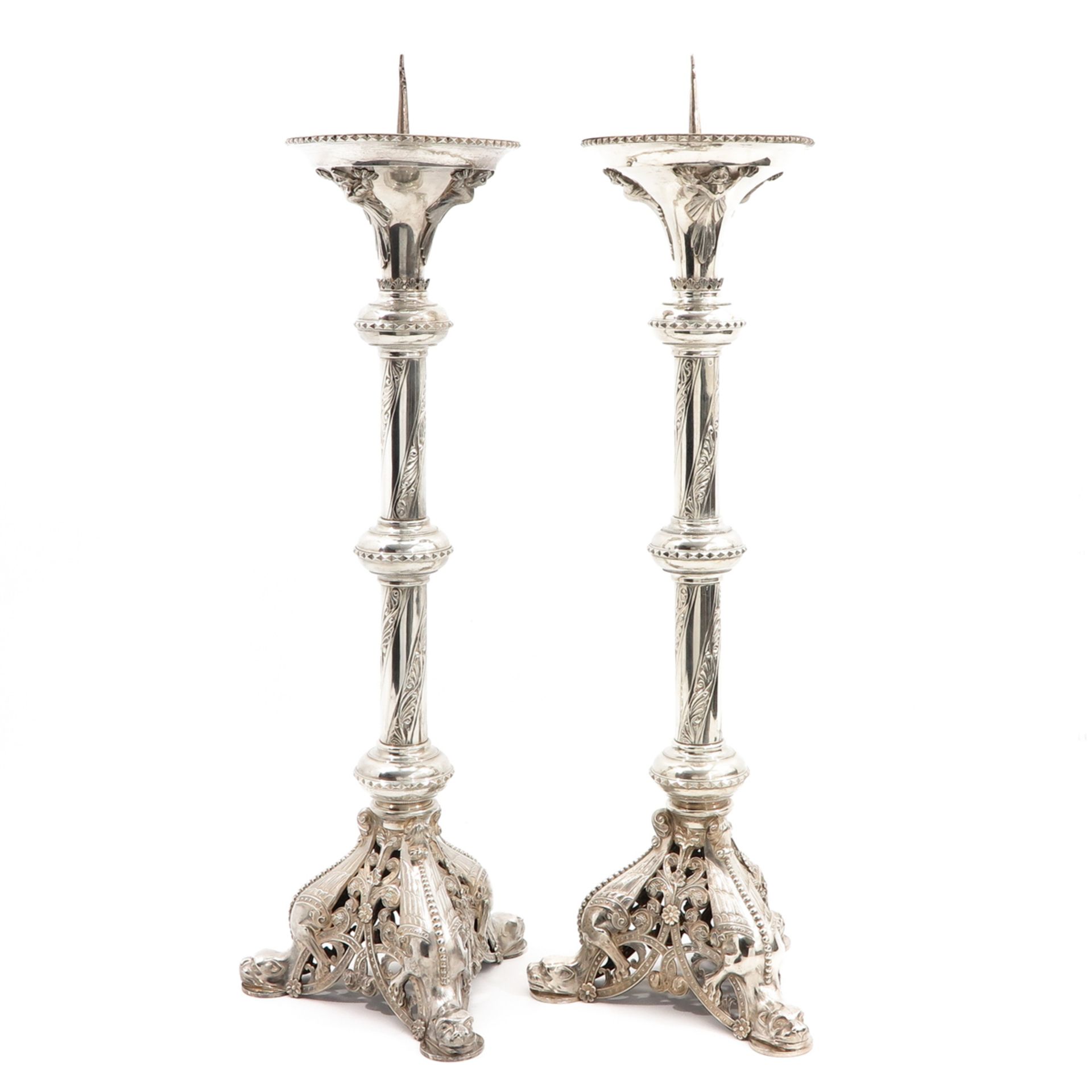 A Very Large Pair of Silver Candlesticks - Image 4 of 10