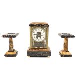 A 3 Piece Marble Electric Clock Set
