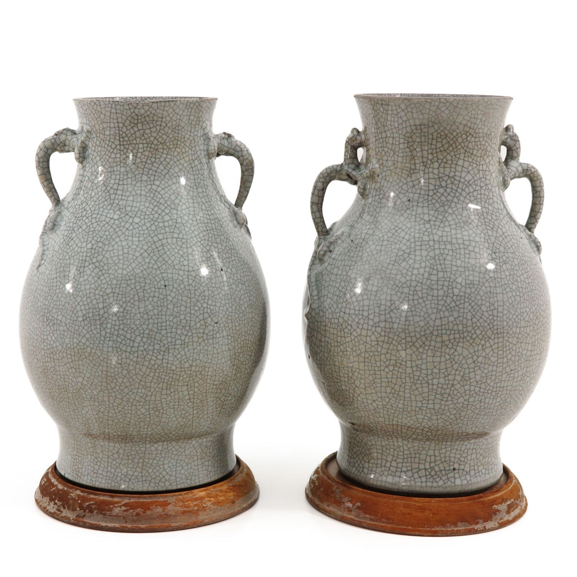 A Pair of Crackleware Vases - Image 3 of 9