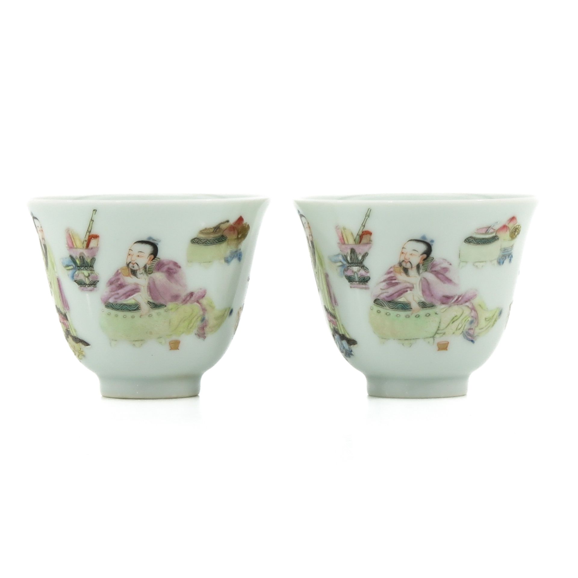 A Pair of Famille Rose Cups