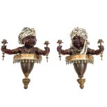 A Pair of Bronze Wall Sconces