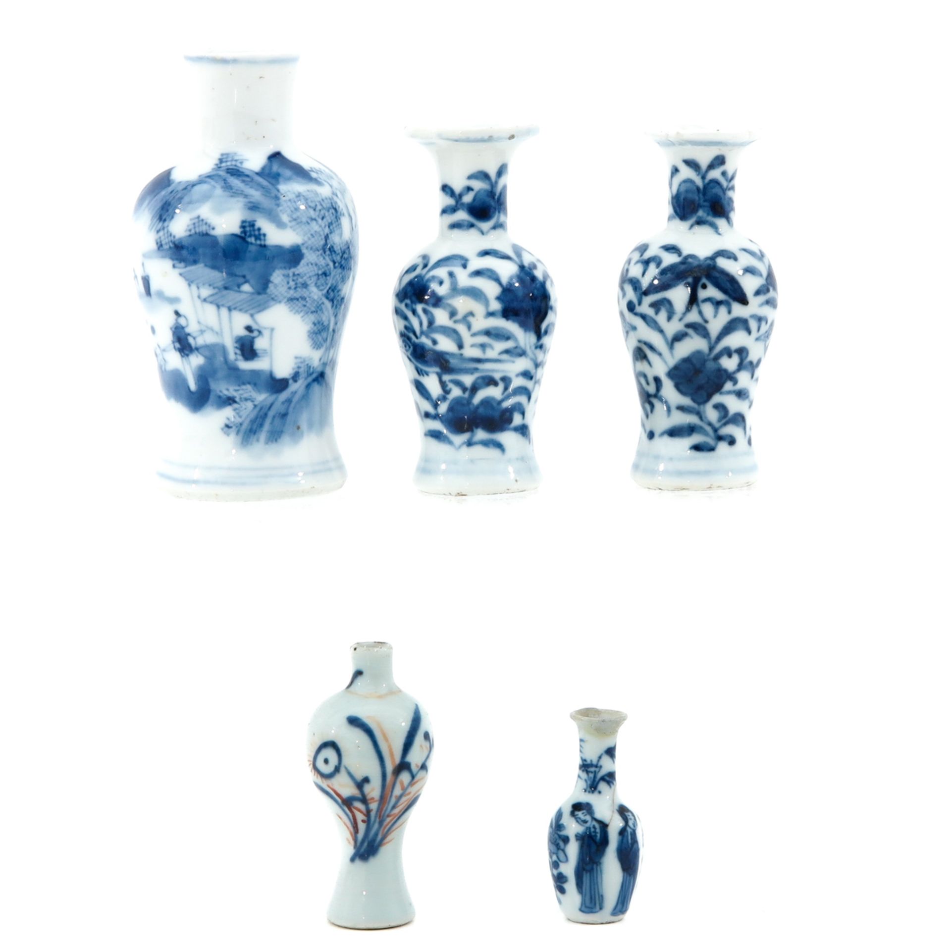 A Collection of 5 Miniature Vases