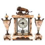 A 3 Piece Marble Electric Clock Set