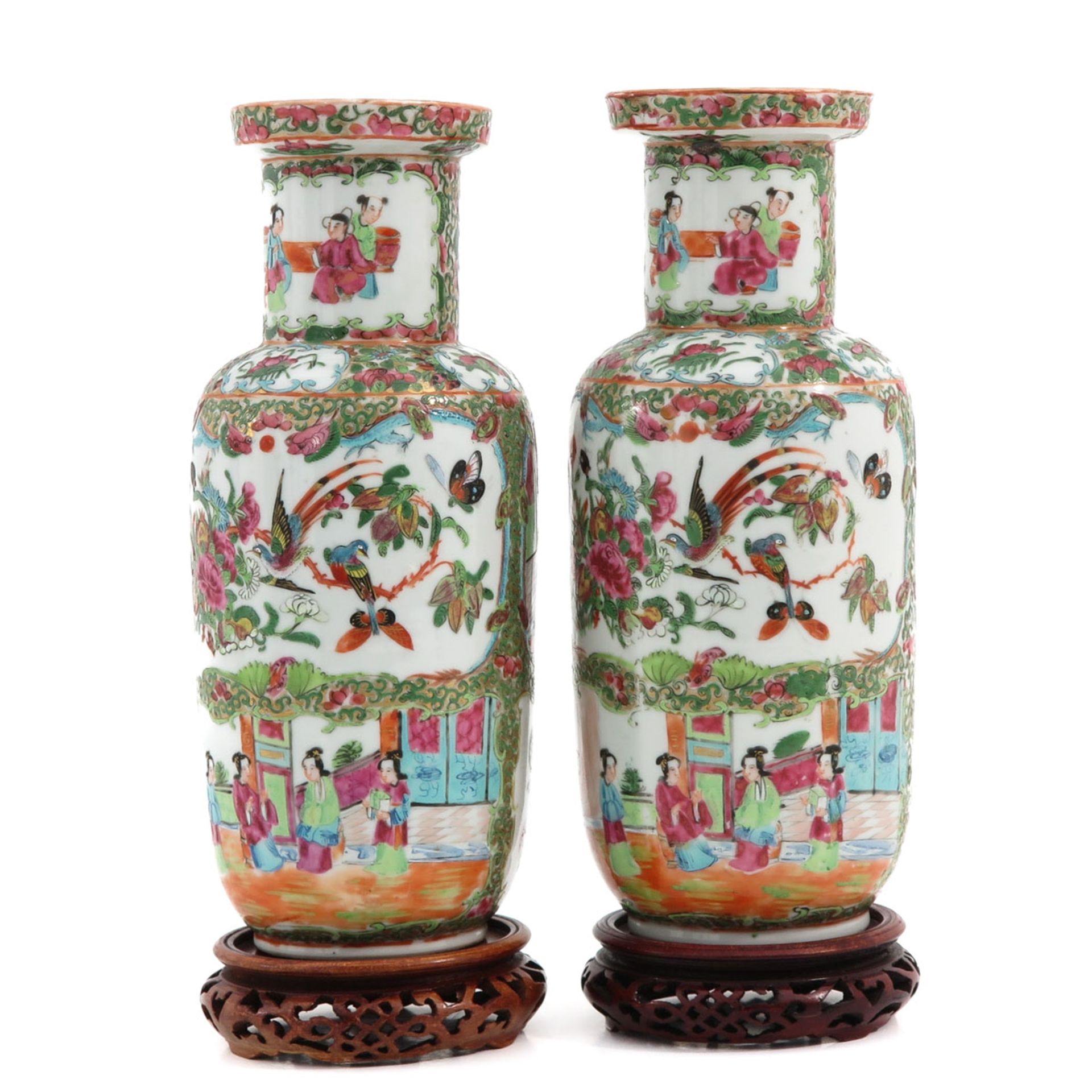 A Pair of Cantonese Vases - Bild 3 aus 9