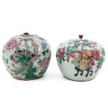 A Lot of 2 Famille Rose Ginger Jars