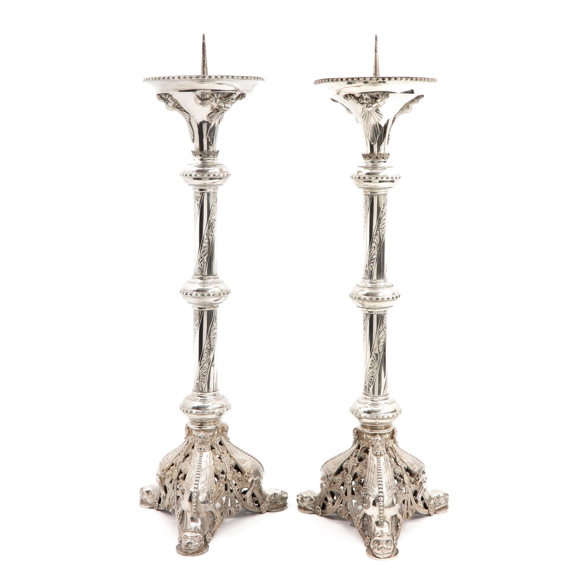 A Very Large Pair of Silver Candlesticks - Image 3 of 10