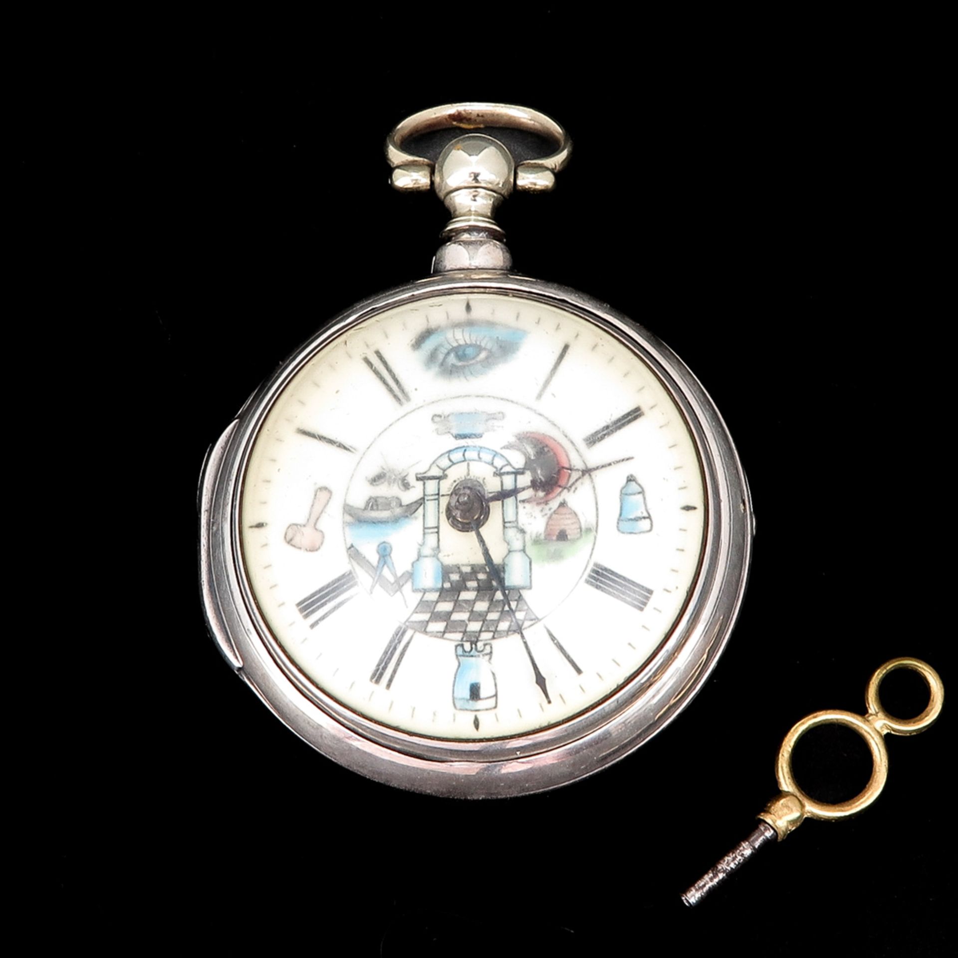 A 19th Century Silver Masonic Pocket Watch