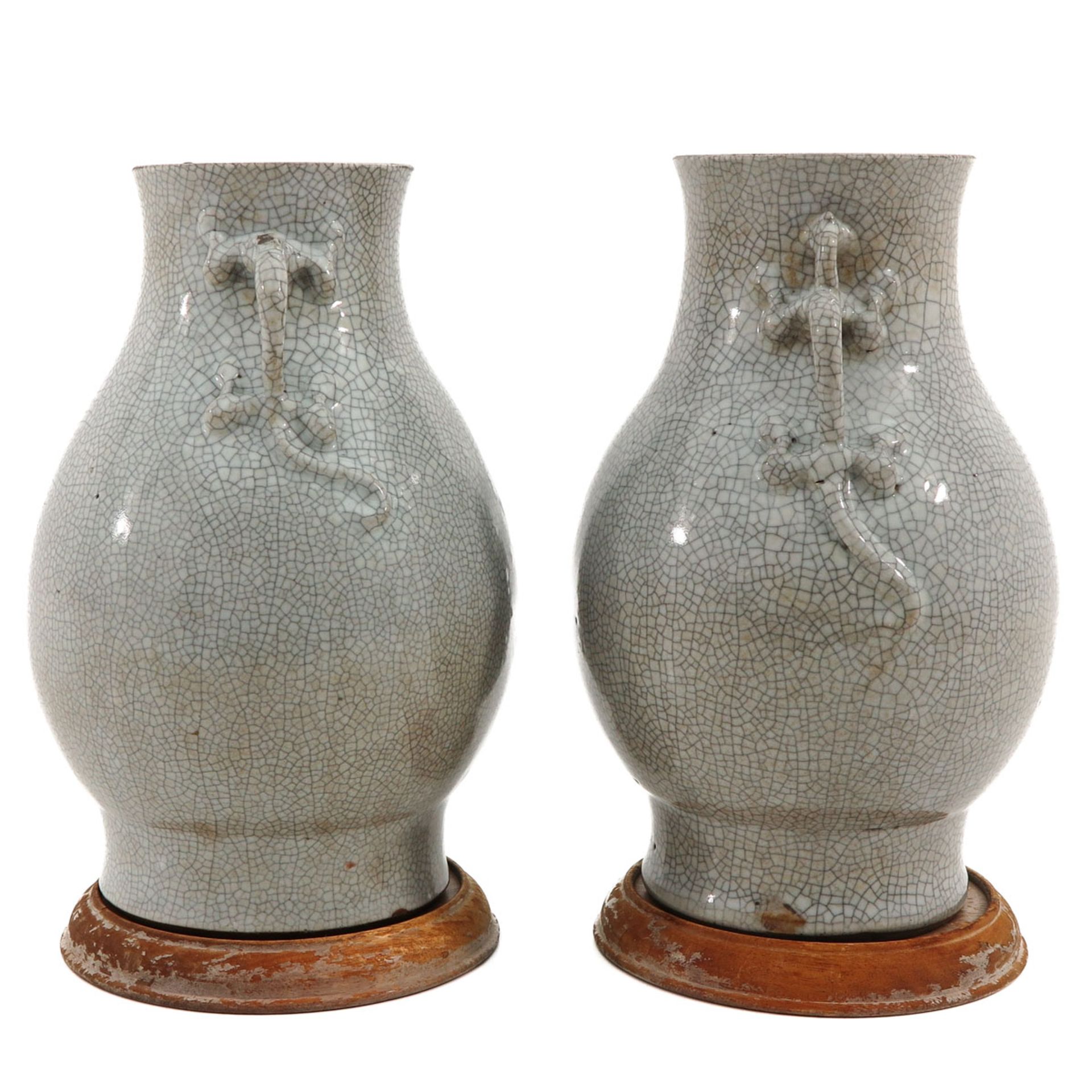 A Pair of Crackleware Vases - Image 4 of 9