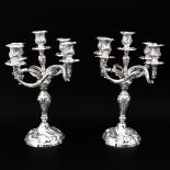 A Pair of Silver Candleabras
