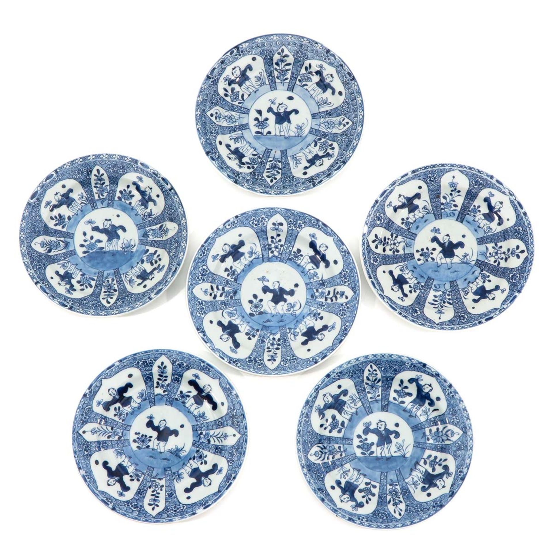 A Series of 6 Blue and White Plates